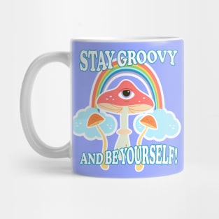 Groovy eye mushroom poster lettering, hippie, joy Mug